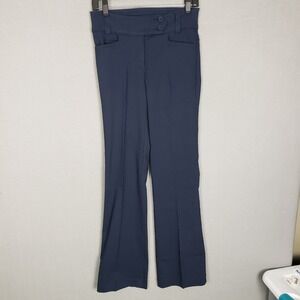 Design By Olivia Bootcut‎ Dress Pants Navy Blue Pleated Stretchy Office Size XS